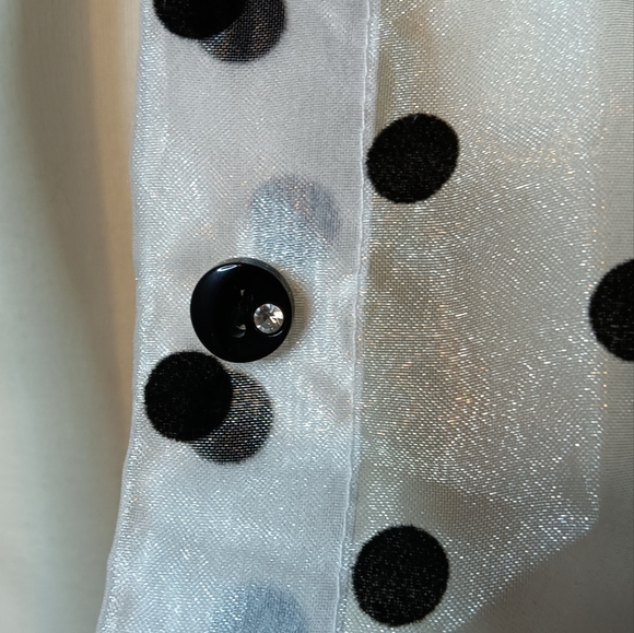 Bubble Sleeve Organza Button Up - Picture 2 of 4